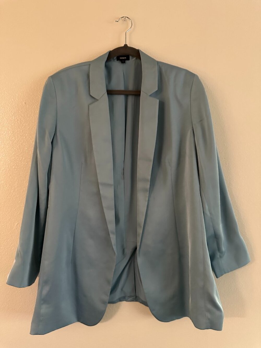 Express XL Light Blue Polyester Padded Shoulder Blazer and Wide Leg Pant